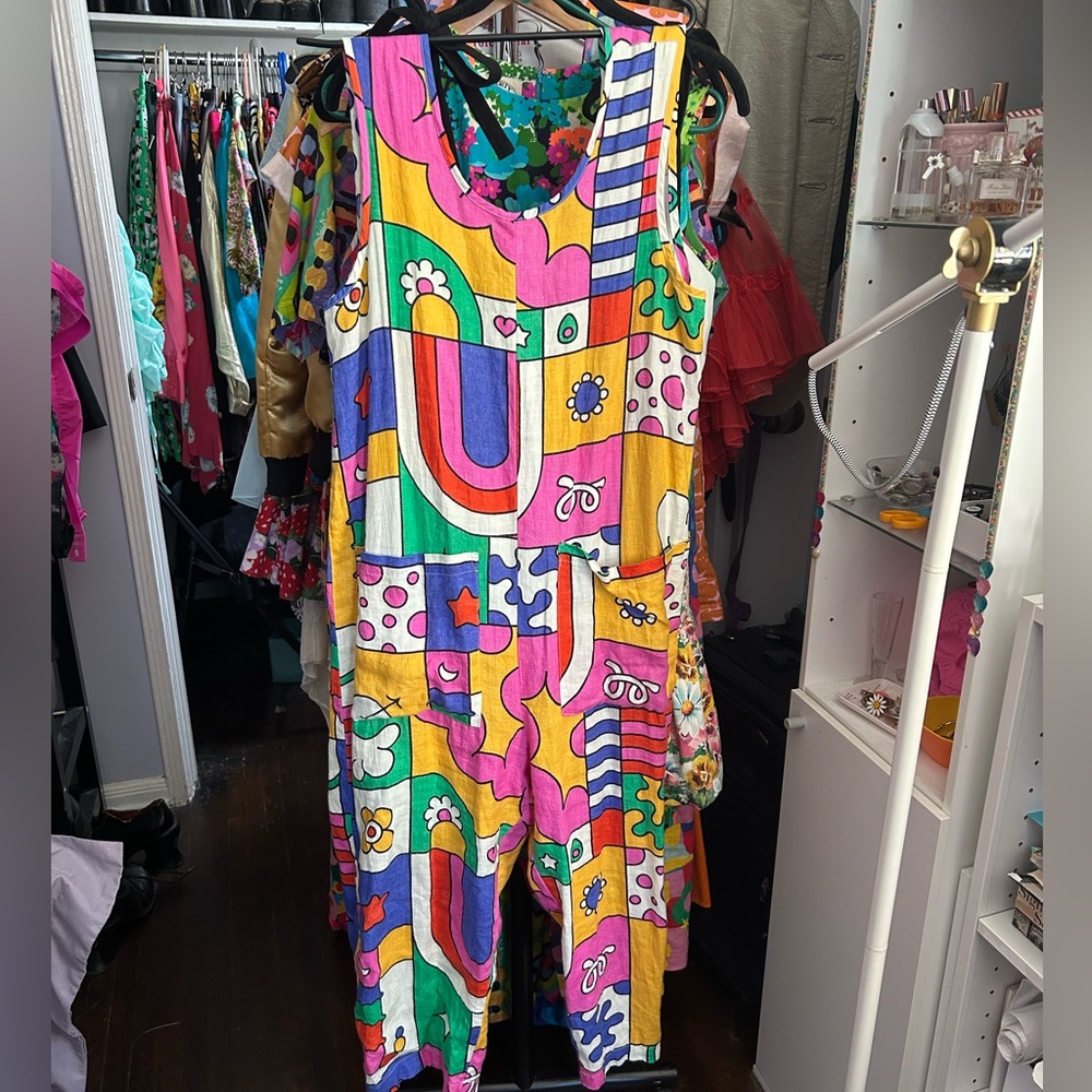 Nooworks Garden Suit WORMIVERSE Jumpsuit Bright, Summertime colors 100% Linen XS